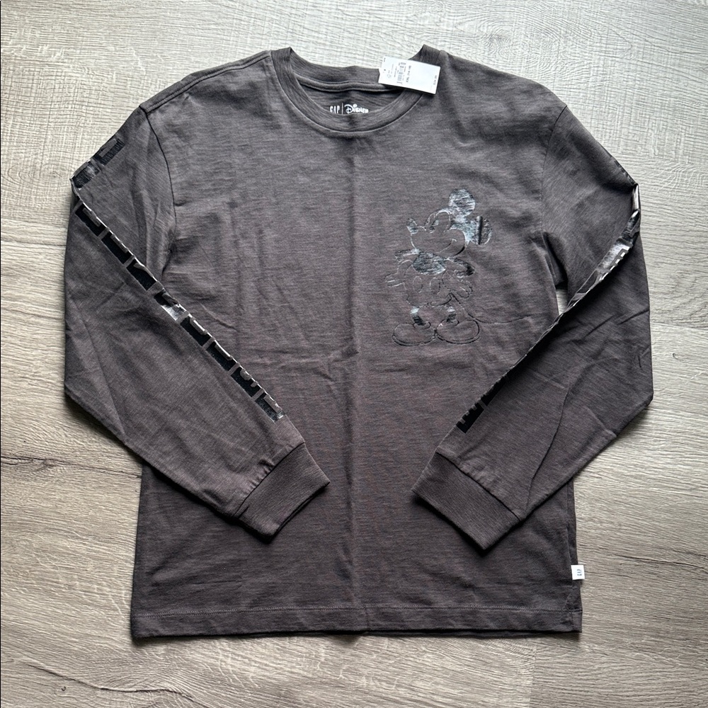 GAP Boy’s Disney Mickey Mouse Charcoal Long Sleeve Tee